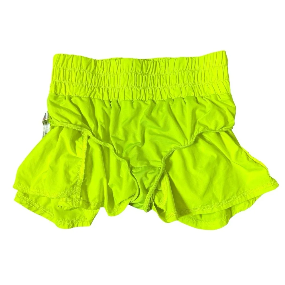 Free People Movement Get Your Flirt On Shorts Size XS Highlight Yellow Neon Gym